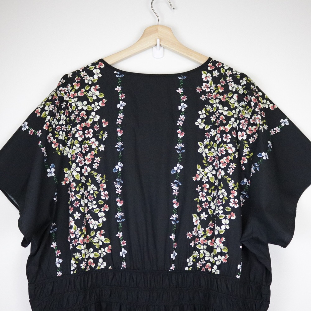 Anthropologie Somerset Maxi Dress Black Floral 3X Tiered Smocked - Picture 5 of 12
